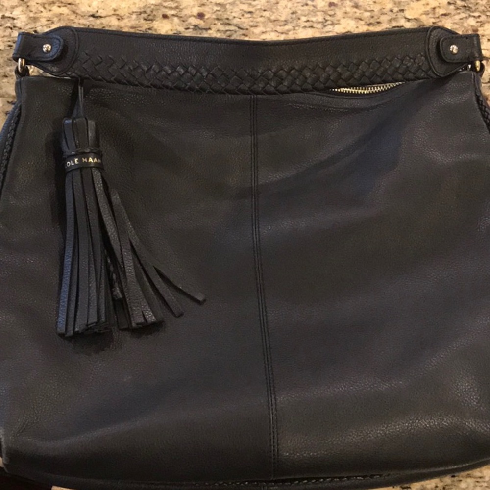Cole Haan Leather Hobo Bag with Tassle